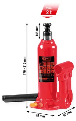 Immagine prodotto di KS-Tools 160.1100 performance Martinetto idraulico per bottiglie, 2000 kg, altezza di sollevamento: 168-316 mm