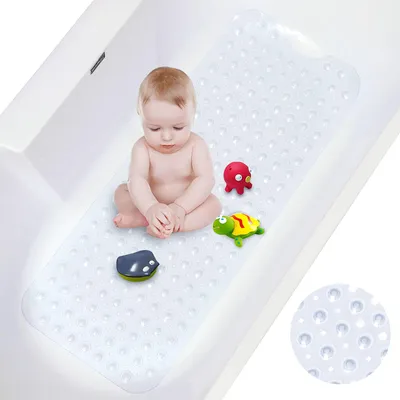 Imagen del producto de Alfombrilla antideslizante para bañera, extra larga, de 100 x 40 cm, con ventosas