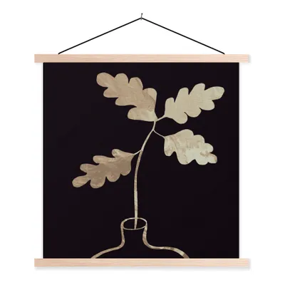 Produktbild von MuchoWow® Textilposter Blätter - Gold - Luxus 120x120 cm mit holzfarbenen Rahmen - Textil-Poster