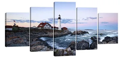 Zdjęcie produktu dla Omgoods - Eiland - Zestaw 5 obrazów giclee na płótnie, idealnych do salonu i sypialni