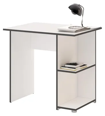 Produktbild von Schreibtisch Computertisch Kinderschreibtisch KUBA in Weiß/Grau mit 2 Ablageflächen, 82 x 76 x 60 cm, Bürotisch