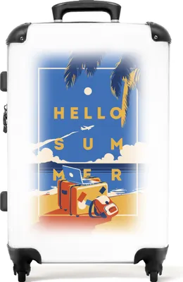 Produktbild von NoBoringSuitcases.com® Großer Koffer - Vintage - Palmen - Strand - Text - Sommer - Kombinationsschloss TSA - Hartschalen Trolley 4 Rollen - 72 liter - Reisekoffer - 66 cmKoffer Mittelgroß 67x43x25 cm, 72L,