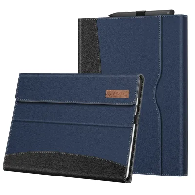 Produktbild von Fintie Hülle für Microsoft Surface Pro 9 13 Zoll (2022) - Multi-Sichtwinkel Hochwertigem Kunstleder Tasche Schutzhülle mit Dokumentschlitze Stift Halter, Type Cover Kompatibel, Marineblau