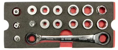 Produktbild von Modul Durchsteck-Doppelring-Ratschenschlüssel-Satz 28 in 1 16-TLG