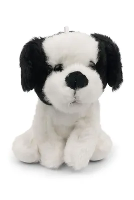 Produktbild von Kuscheltier Hund 18 cm sitzend weiß-schwarz – Weiches Plüschtier, kleines Stofftier