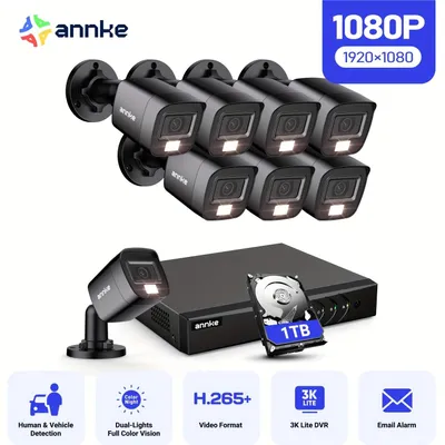 Image de Caméra de surveillance – Surveillance par caméra – Caméra extérieure – Double objectif 4K – Vision nocturne en couleur