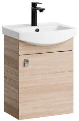 Produktbild von Planetmöbel Badmöbel-Set Waschtisch mit Unterschrank 45 cm Sonoma Eiche mit Armatur Schwarz