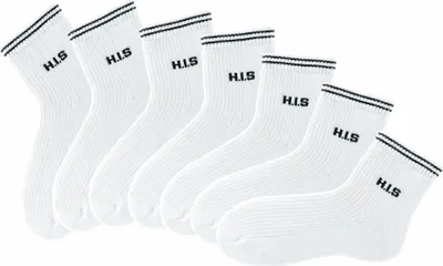 Produktbild von H.I.S. Kurzsocken Damen Vollfrottee Socken mit Rippstruktur 7 -teilig weiß Größe 39/42