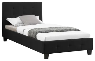 Produktbild von Polsterbett OHIO Bettgestell 90 x 200 cm Einzelbett Designbett inklusive Lattenrost Textilbezug in schwarz