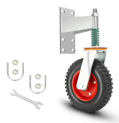 Imagen del producto de Inovra - Rueda para puerta, capacidad de 600 lbs - Rodillo de goma - Absorción de impactos - Rotación de 360° - Fabricada en acero de alta calidad - Duradera - Rueda para puerta