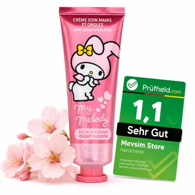 Produktbild von Hello Kitty My Melody Handcreme & Nagelpflege 30 ml – Kirschblüten Feuchtigkeitspflege