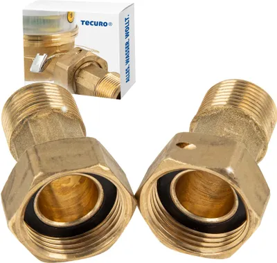 Produktbild von tecuro Wasserzähler Verschraubungen 3/4 Zoll ÜWM x 1/2 Zoll AG - 2-er Set, MS-blank
