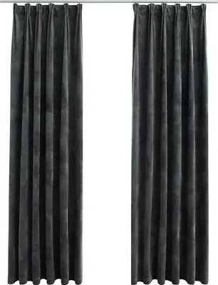Produktbild von vidaXL Verdunkelungsvorhänge mit Haken 2 Stk. Samt Anthrazit 140x175cm