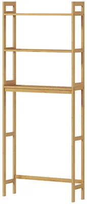 Produktbild von kleankin Toilettenregal 3-stöckiges Badregal Standregal mit Kippschutz, Bambus