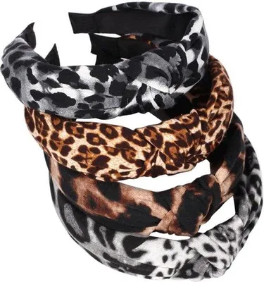 Produktbild von Famanu Haarband mit Leopardenmuster - elastisch und rutschfest - Set von 4