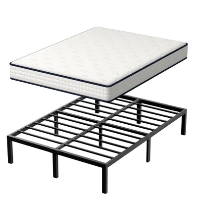 Zdjęcie produktu dla Materac piankowy DEWINNER 22 cm + rama łóżka 160x200 cm, łóżko 2-osobowe, wysokość 36 m z miejscem do przechowywania pod łóżkiem