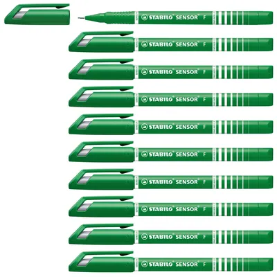 Produktbild von STABILO Fineliner mit gefederter Spitze -  SENSOR F - fein - 10er Pack - grün
