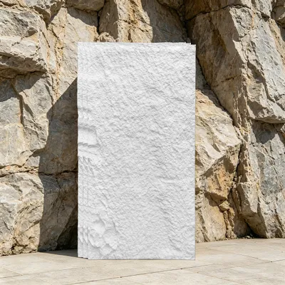 Produktbild von NAIZY Strukturierte PolyurethanWandpaneele mit Steinmuster, 3 cm Dicke, 4 Stück Reinweiß, einfache Montage für Wohnräume, Modell A