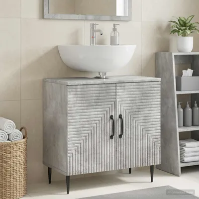 Imagen del producto de Maison Exclusive - Mueble para lavabo modelo HAARLEM, color gris cemento, 59,5 x 31,5 x 59 cm