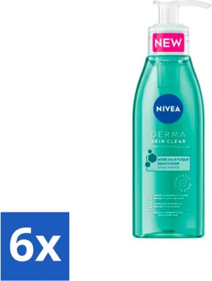 Produktbild von NIVEA – Reinigungsgel – DERMA Skin Purification – Für unreine Haut – Mit Salicylsäure (AHA) & Niacinamid – Gegen Akne & Mitesser – 150 ml - Vorteilspack - 6 Stücke