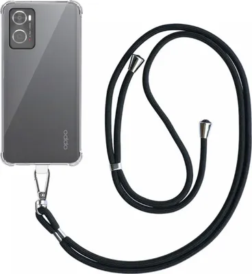 Produktbild von Handytasche geeignet für Oppo A36 / A76 / A96 4G Transparent stoßfest mit abnehmbarem Universal Telefonkabel - Backcover Case Silikon ShockProof mit Lanyard - Smartphonica