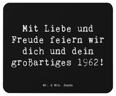 Produktbild von Mr. & Mrs. Panda Mousepad Spruch 1962 Geburtstag - Schwarz - Geschenk, Erinnerungen, Glückwunsch, Happy Birthday, Geburtstagsgeschenk, Freude, laptop, Mouse Pad, Mauspad