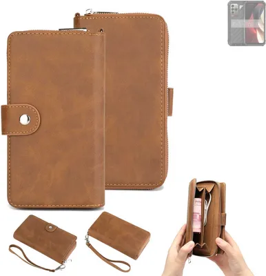 Produktbild von K-S-Trade Handyhülle Schutzhülle kompatibel mit Ulefone Power Armor 18 Ultra & Portemonnee Tasche Handytasche Case Etui Geldbörse Wallet braun (1x)