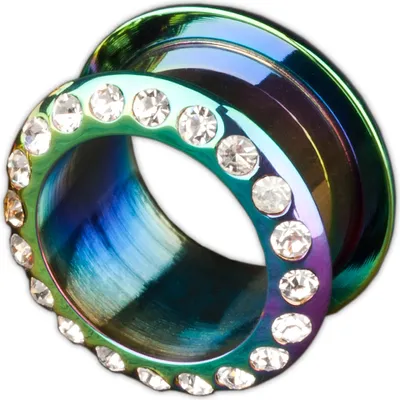 Produktbild von viva-adorno 1 Stück 4mm Flesh Tunnel Schraubverschluss Gewinde Chirurgenstahl Kristall Zirkonia Größe 4 - 14mm Z36, rainbow
