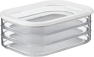 Productafbeelding van Drielaags zakken - wit - Koelkastbox voor vleeswaren - drie aparte opbergboxen - geschikt voor de wasmachine