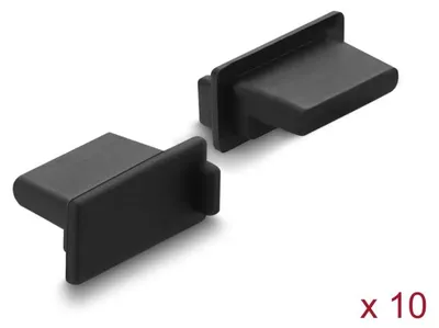 Produktbild von DeLOCK Staubschutz für USB Typ-A Buchse 10 Stück Silikon schwarz, USB Typ-A, Silikon, Schwarz, Desktop-PC/Arbeitsplatz, Laptop, 10,2 mm, 15,5 mm
