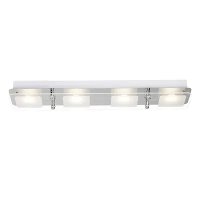 Image de Lampe Brilliant Mountain LED, applique et plafonnier à 4 ampoules, forme allongée, finition chromée