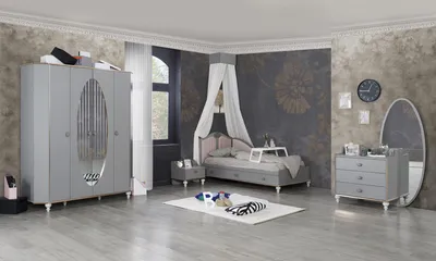 Immagine prodotto di Set di design per la camera dei bambini letto comodino cassettiera armadio 4 pezzi.