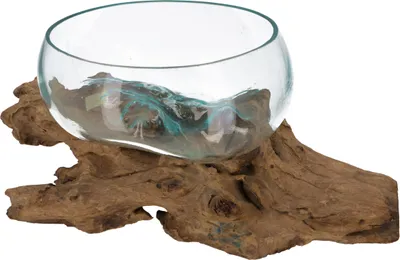 Produktbild von Wurzelholz Vase, Schale, Schüssel - Ø Glas 25 cm M7, Holz,Glas,Wurzelholz, Vasen & Blumentöpfe