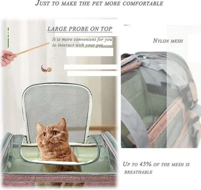 Produktbild von Famanu Reisetasche für Katzen und Hunde - Faltbar mit atmungsaktivem Mesh und Fleece-Innenfutter
