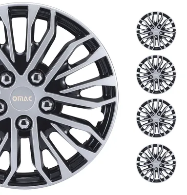Produktbild von 17 Zoll Radkappen Universal Radzierblenden Grau-Schwarz Glanz 4 Stück Radblenden