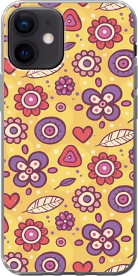 Produktbild von MuchoWow® Handyhülle Schutzhülle Hülle für Telefoonhoesje iPhone 12 Muster - Blumen - Lila - Orange Silikon Softcase Handy Hülle - Schutzhülle