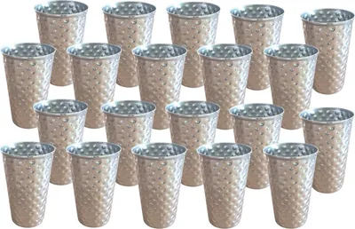 Produktbild von Edelstahl Becher 500ml 20er-Set gehämmert Trinkbecher Metallbecher Camping Party