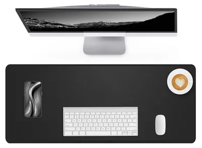 Image de Sous-main de bureau, dimensions 120x43 cm, noir, antidérapant, étanche, imitation cuir