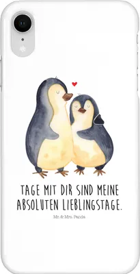 Produktbild von Mr. & Mrs. Panda Iphone XR Handyhülle Pinguin umarmen - Weiß - Geschenk, Premium Kunststoff, Liebe, Hochzeit, Seevogel, Handy Case, Hochzeitstag