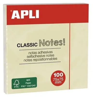 Productafbeelding van APLI 10975 APLI Haftnotizen "CLASSIC Notes!", 75 x 75 mm, gelb