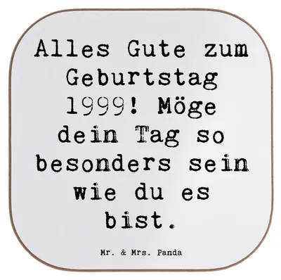 Produktbild von Mr. & Mrs. Panda Untersetzer für Gläser Spruch 1999 Geburtstag - Weiß - Geschenk, Geburtstagsgeschenk, Geburtstagsspruch, Coaster, gläseruntersetzer, Wünsche, Glückwunsch