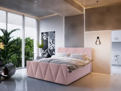 Obrázek produktu pro Boxspringová manželská postel VASILISA 3 - 160x200, růžová