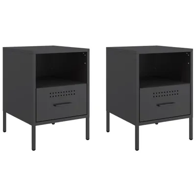 Image de Tables de chevet 2 pcs noir 36x39x50,5 cm acier