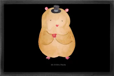 Produktbild von Mr. & Mrs. Panda Schmutzmatte Hamster Hut 50 x 75 cm - Schwarz - Geschenk, Bodenvorleger, Fussmatte, Lustige Sprüche, fußmatte, Fußabtreter, Zauberer, Schmutzfangmatte