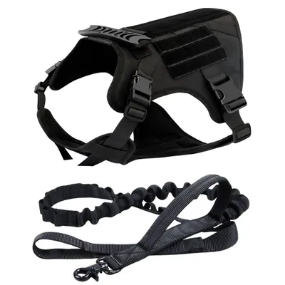 Produktbild von Militärische Arbeitshundeweste, spannungsfreies Trainingsgeschirr mit Geschirrclips zum Wandern und Jagen, Schwarz, L