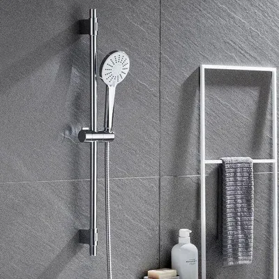 Produktbild von Famanu Duschstange 70 cm - Duschset aus Edelstahl, Handbrause mit 3 Strahlarten, verstellbare Montage