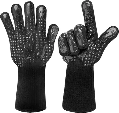 Produktbild von Grillhandschuhe Hitzebeständig, Ofenhandschuhe mit 800°C Extrem Hitzebeständige Handschuhe für Küche & Grill BBQ