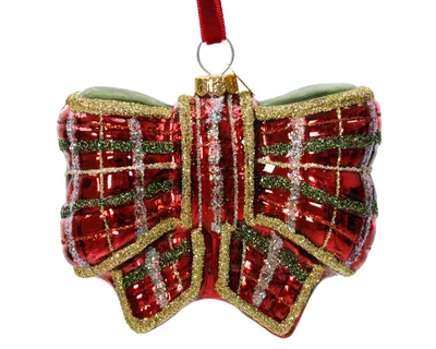 Produktbild von Christbaumschmuck Glas Schleife 8cm rot grün gold