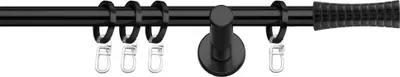 Produktbild von SN Deco Gardinenstange Nancy, 19 mm, 1-läufig, Stahl, Komplett-Set mit Ringen, Auflageträger, 100 cm, schwarz
