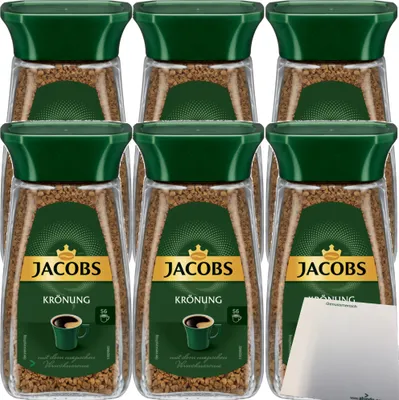 Produktbild von Jacobs Krönung löslicher Kaffee Instantkaffee 6er Pack (6x100g Glas) + usy Block